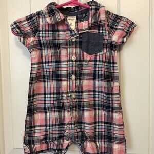 Carters Blue/Pink Plaid Romper Size 3 Month
